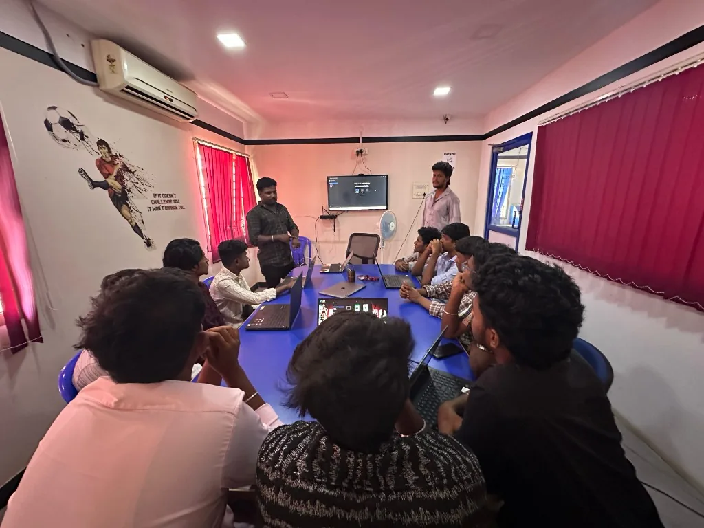 Code review session during software internship training at Hitasoft Madurai